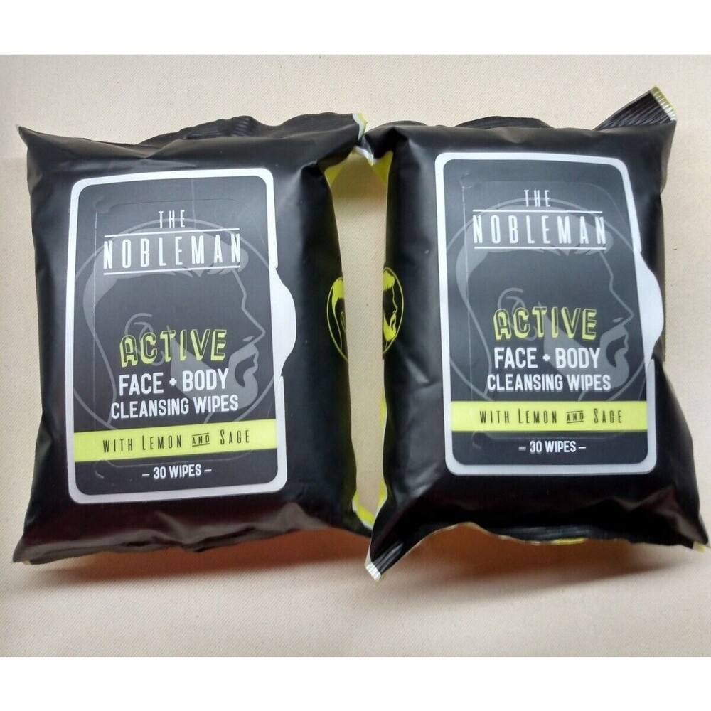 The Nobleman Active Face Body Cleansing Wipes Lemon and Sage For Men ×2 Packs